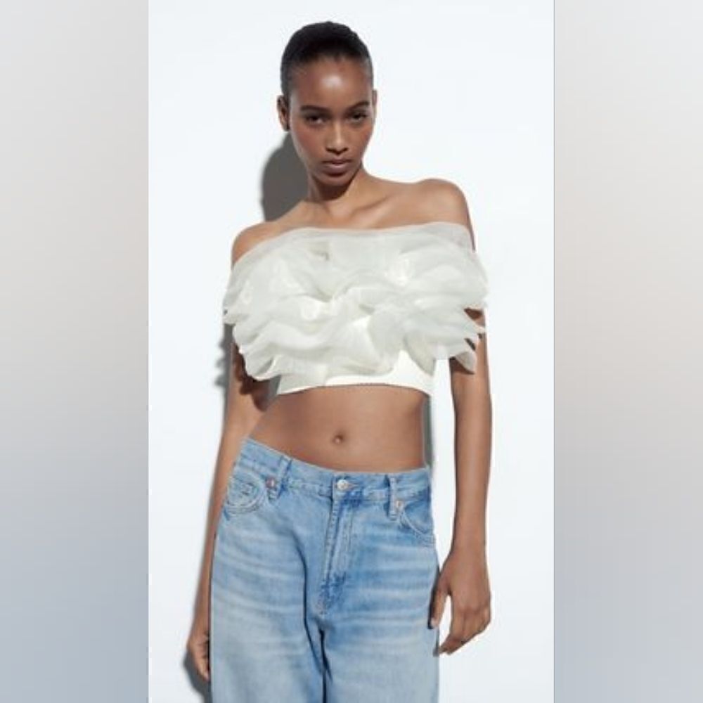 ZARA ORGANZA CROP TOP - Picture 6 of 10